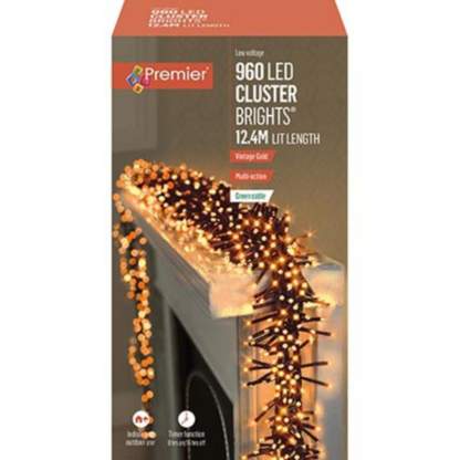 Premier 960 LED Cluster Brights Christmas Lights Vintage Gold