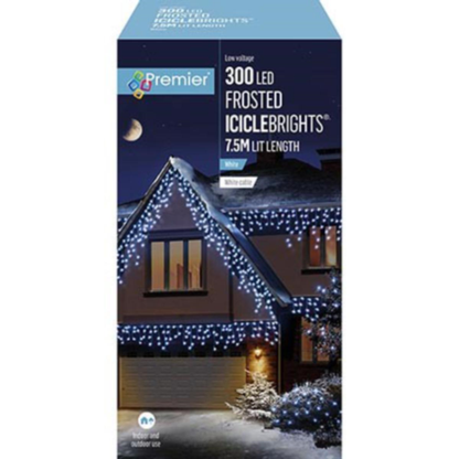 Premier 300 White LED Christmas Frosted Cap Iciclebrights