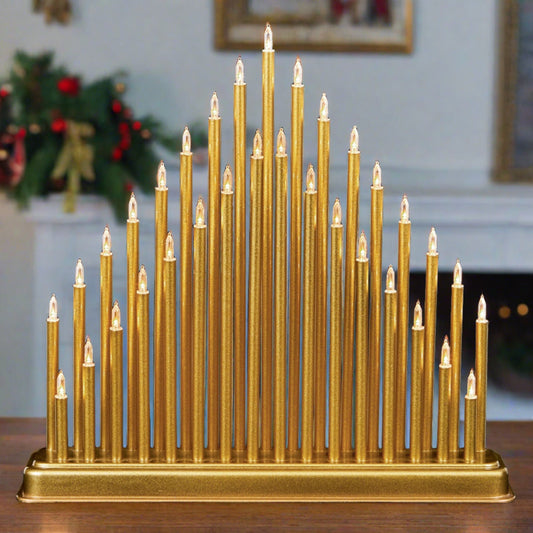 Christmas Gold Pipe Candle Bridge 34cm