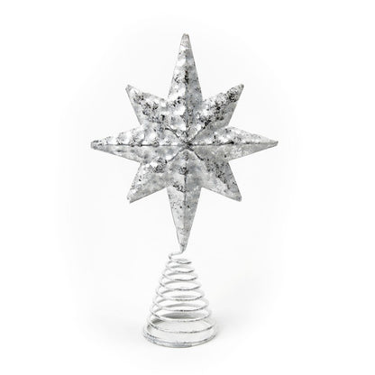 Metal Rustic Silver Star Christmas Tree Topper