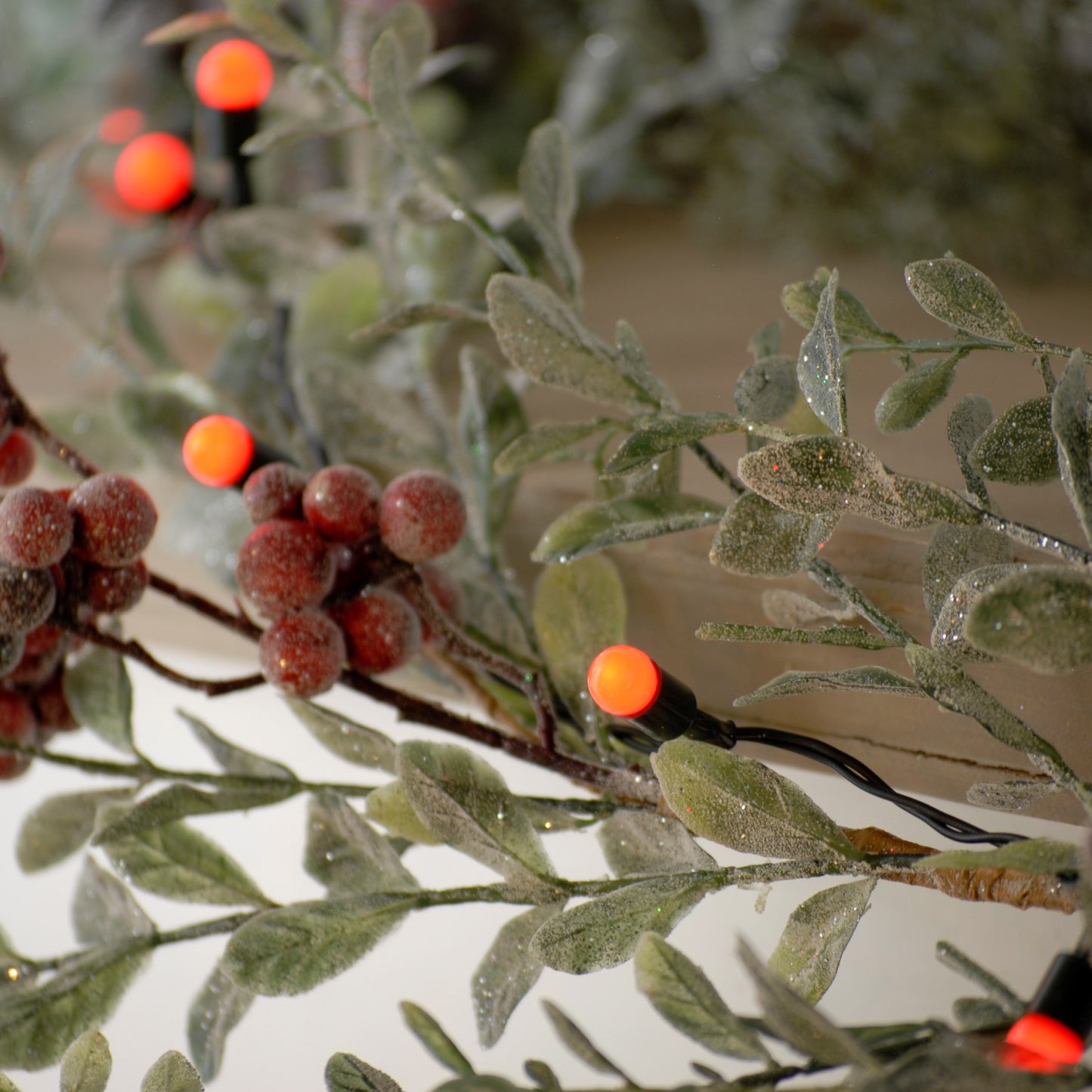 Festive 100 Red Berry Battery Operated Christmas String Lights