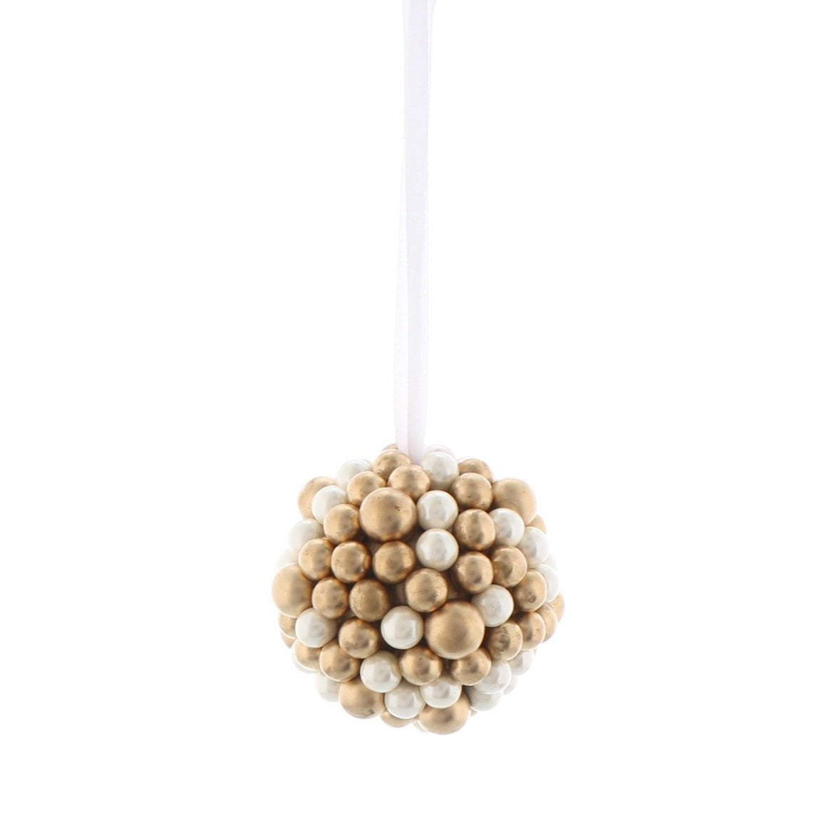 Gold & White Berry Cluster Ball Christmas Decoration