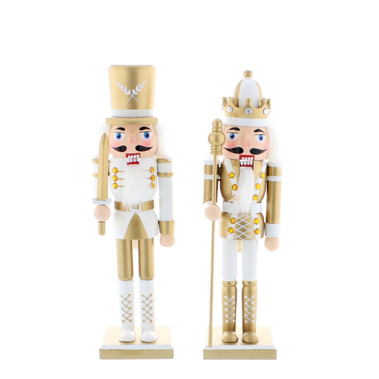 White and Gold Nutcracker Christmas Decoration 30cm