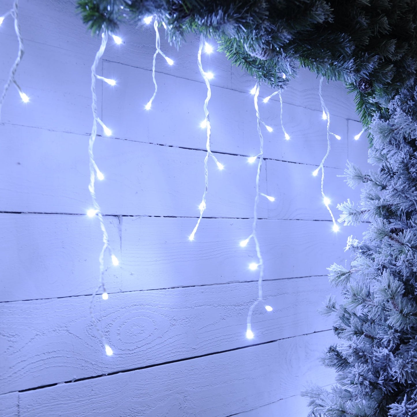 Festive 360 White Snowing Icicle Lights