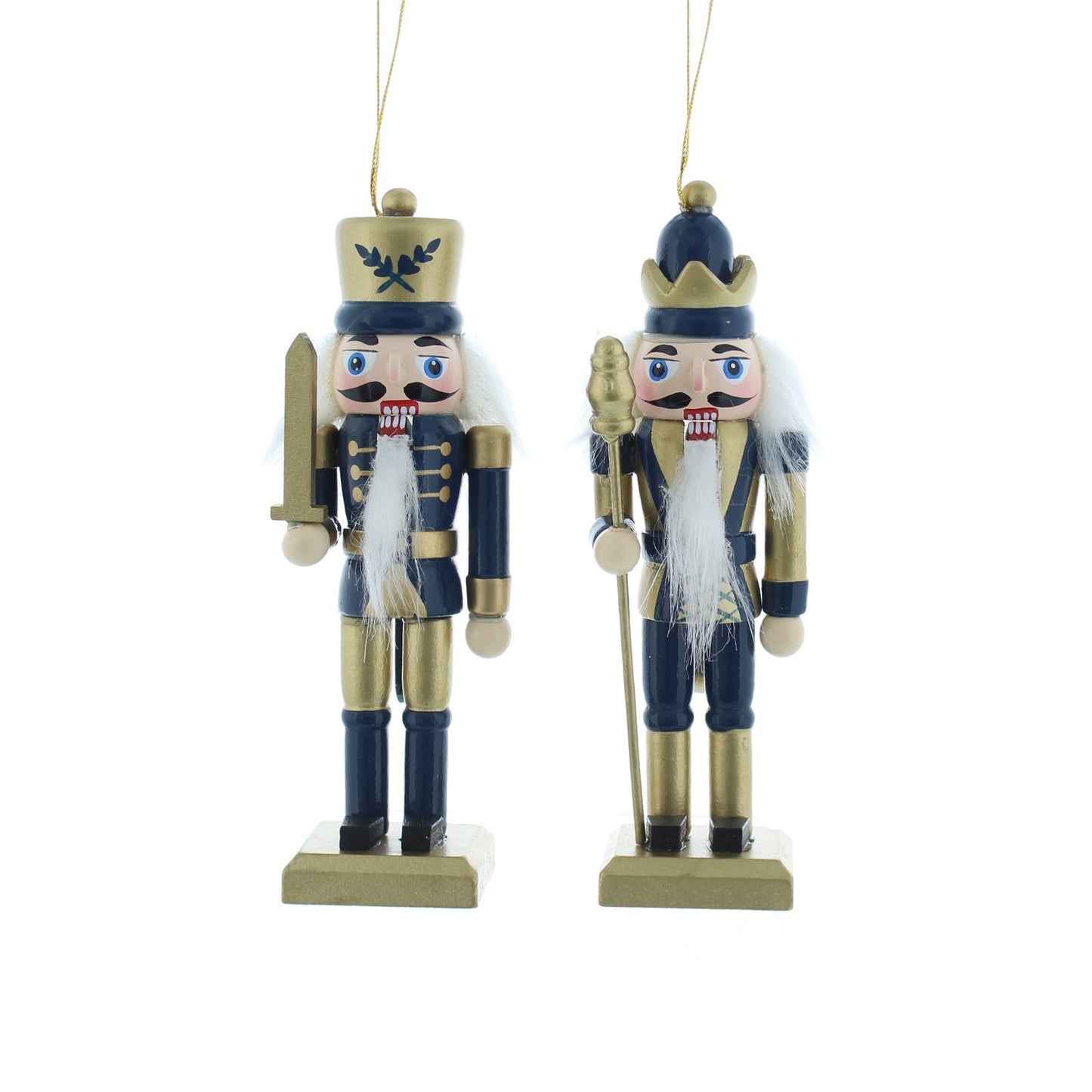 Blue and Gold Nutcracker 12cm Hanging Christmas Decoration Set