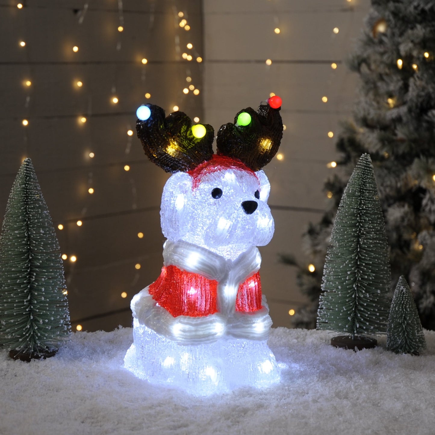 Christmas Lit Acrylic Sitting Dog 32cm