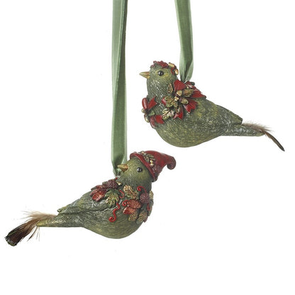 Set of 2 Decorative Bird Hanging Christmas Tree Decorations