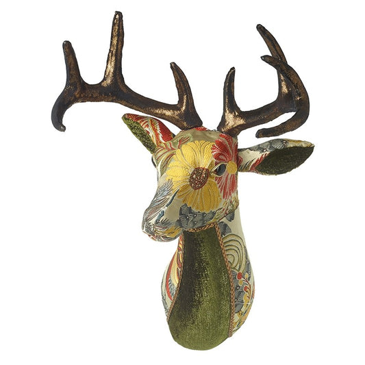 Vintage Style Fabric Stags Head Christmas Decoration