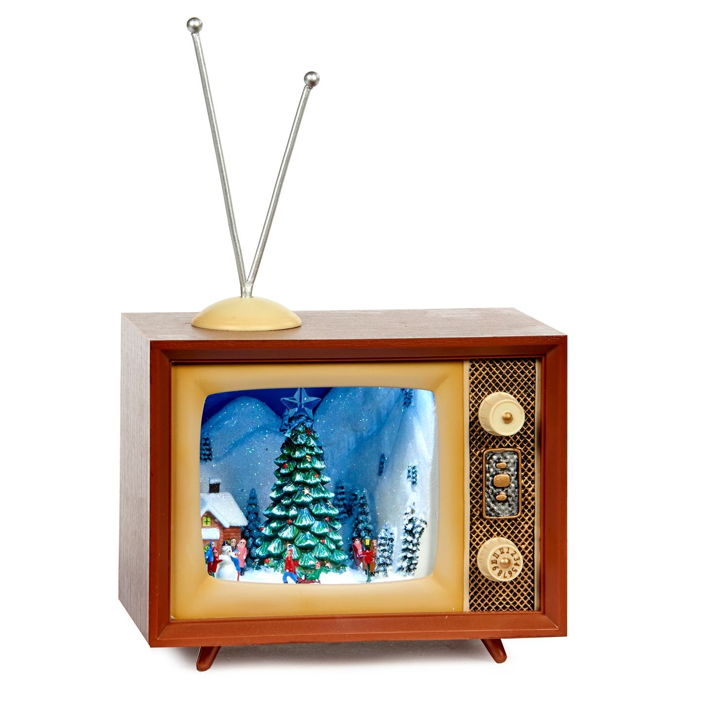 Christmas LED Lit Musical Tree Scene TV Music Box