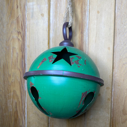 Vintage Style Star Cut Out Metal Christmas Bell Decorations