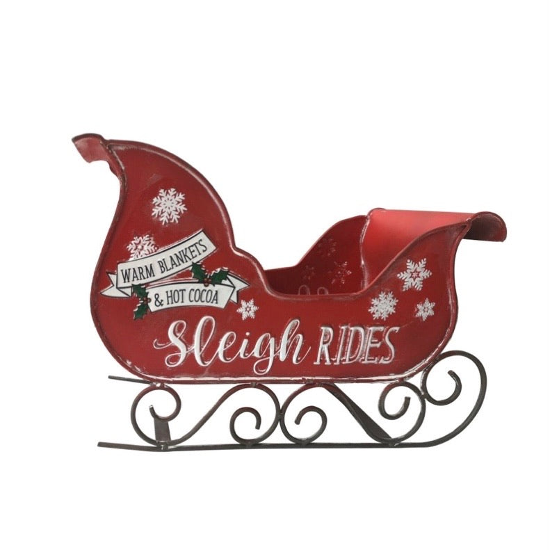 Vintage Style Metal Santa Sleigh