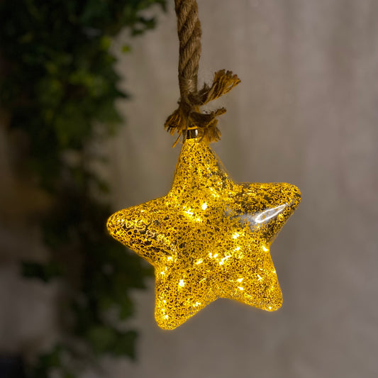 Lumineo Micro LED Silver Star Christmas Decoration with Rope 20cm