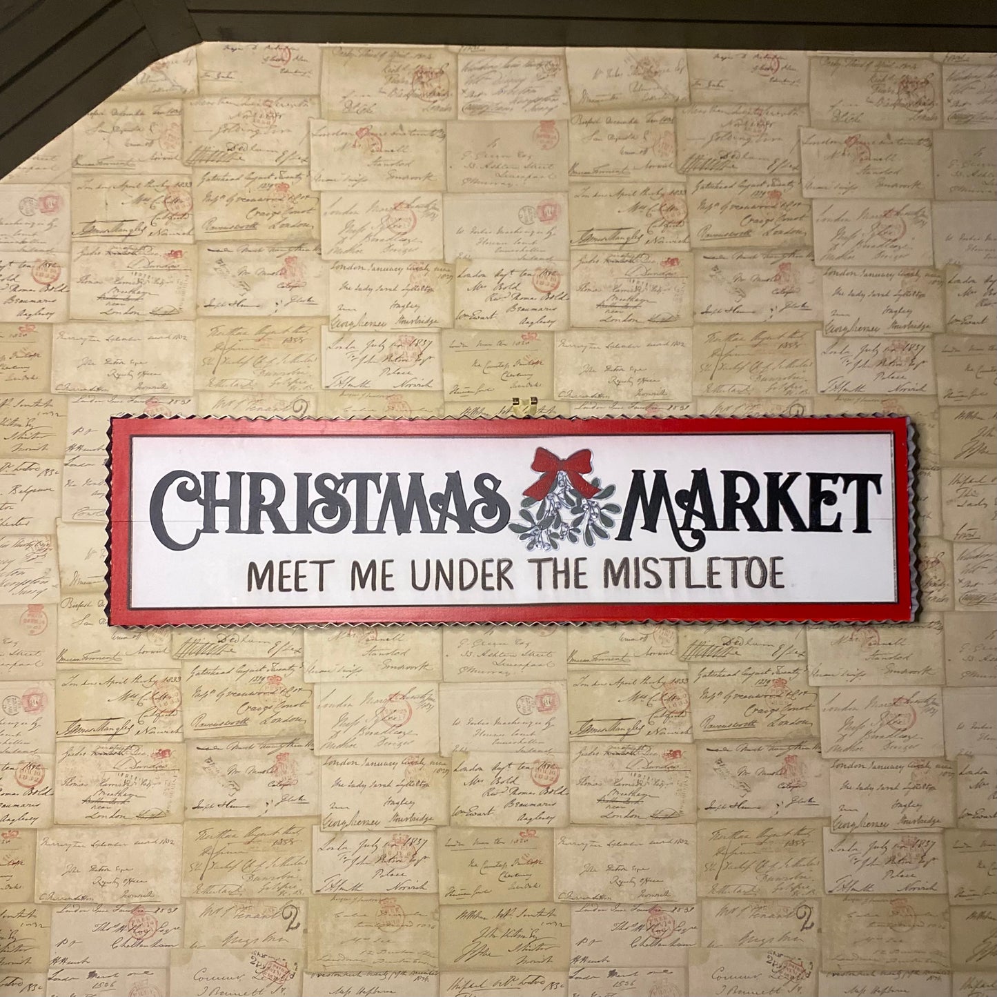 White Wooden Christmas Market Sign 82cm