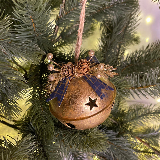 Christmas Gold Sleigh Bell Tree Decoration 8cm