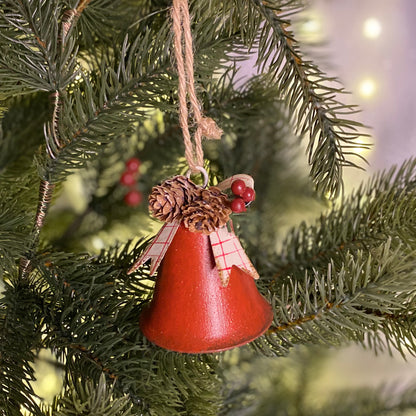 Red Bell with Foliage Decoration 8cm